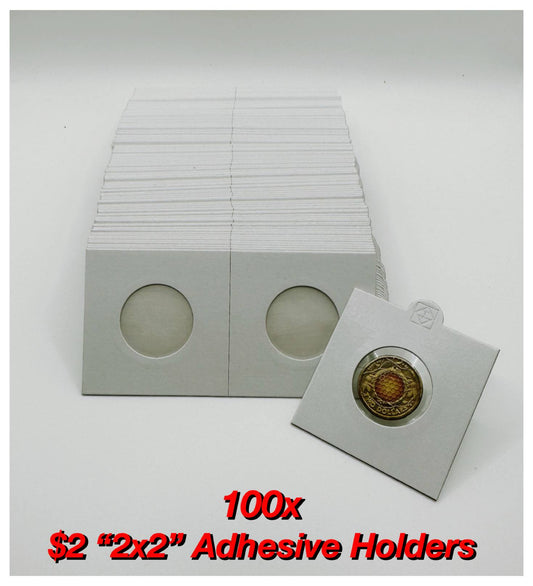 100x $2 "2x2" Adhesive Coin Holders (22.5mm)