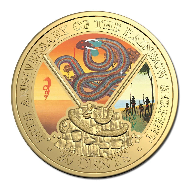 2025 Gold Plated Coloured 20c The Rainbow Serpent Book - Mintage: 3,000