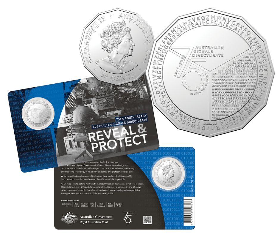 2022 50c Reveal & Protect Carded Coin - Mintage: 50,000