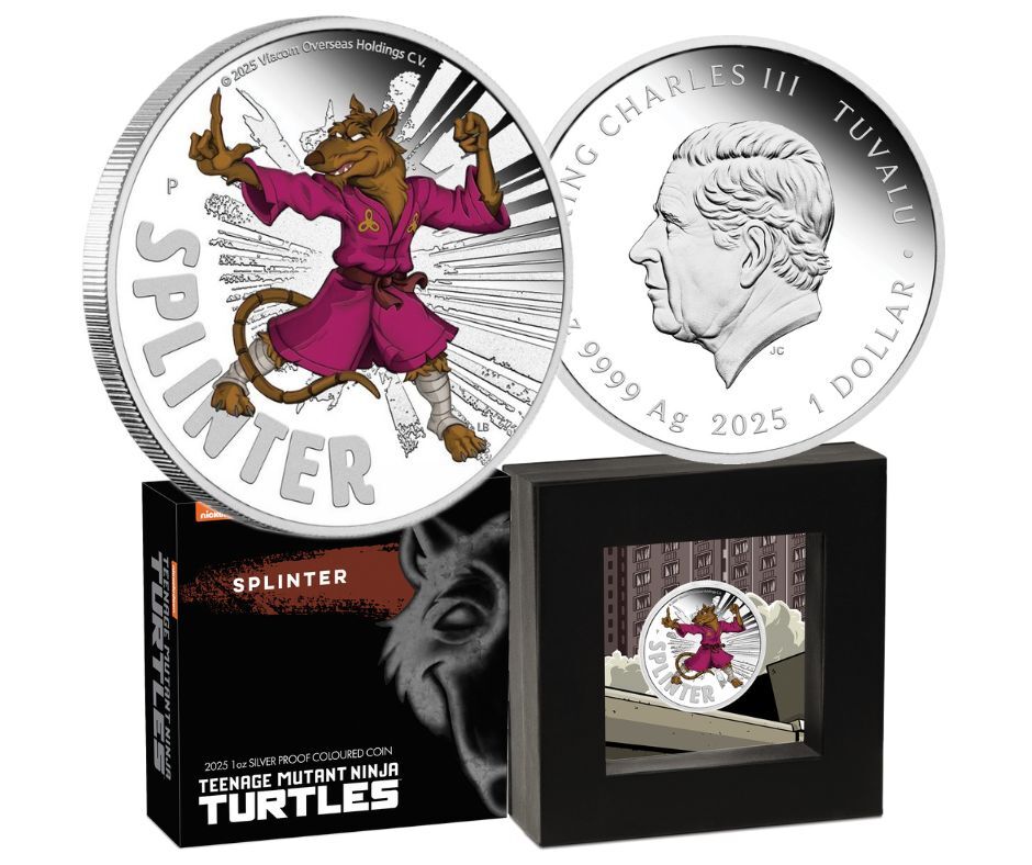 2025 1oz Silver Master Splinter TMNT Coloured Coin Mintage: 5000