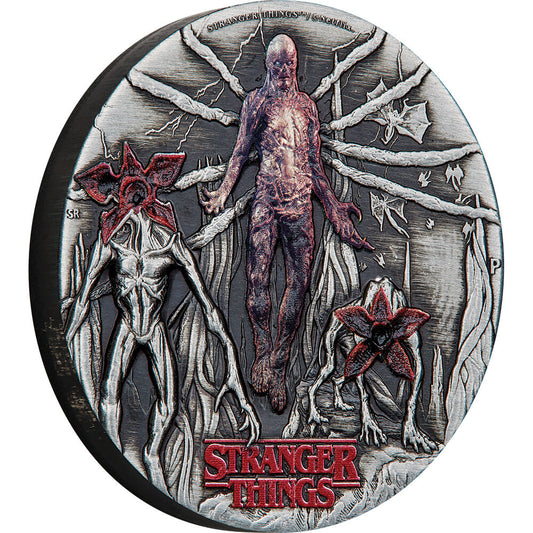 2025 2oz Silver Antiqued Stranger Things "Villians" Coloured Coin Mintage: 1500