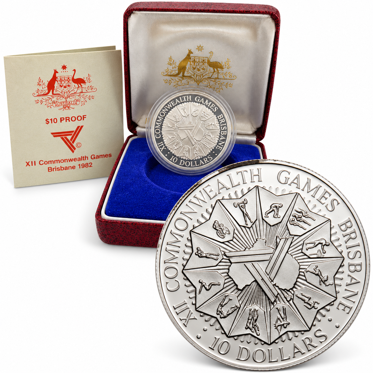 1982 $10 Brisbane Commonwealth Games Silver Coin (18.5g) - Mintage: 85,142