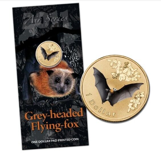 2011 $1 Grey headed Flying fox Air Series Carded Coin - Mintage: 17,002