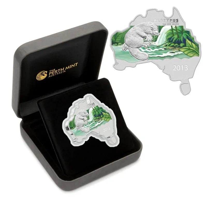 2013 1oz Silver Platypus Map Shaped Coin - Mintage: 6,000