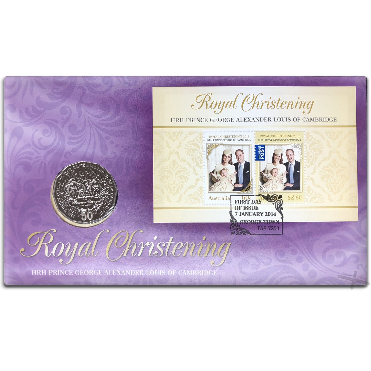 2013 50c Royal Christening PNC - Mintage: 14,000