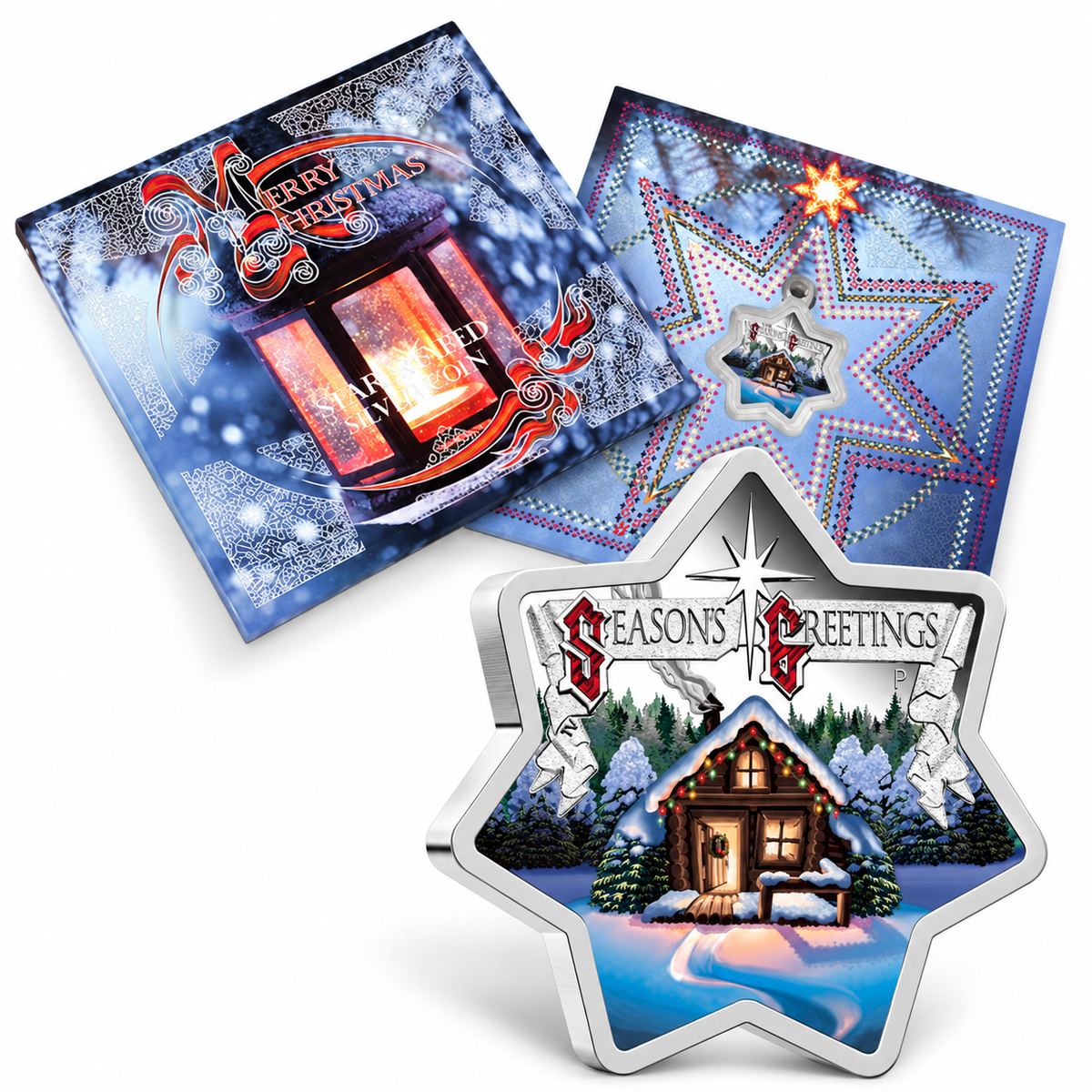 2017 1oz Silver Star Shaped Christmas Coin - Mintage: 1,756