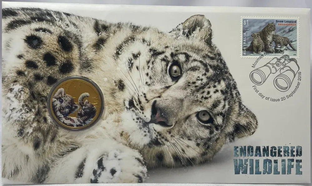 2016 $1 Snow Leopard Engagered Wildlife PNC Mintage: 7,500