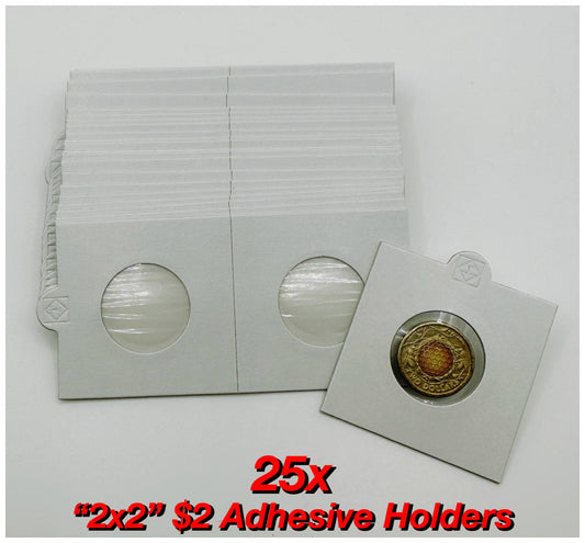 25x $2 "2x2" Adhesive Coin Holders (22.5mm)