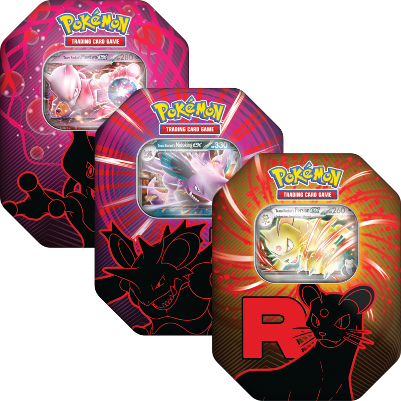 1x Destined Rivals Team Rocket Tin (4x Packs Top Chase: Mew Two) - RIP N SHIP