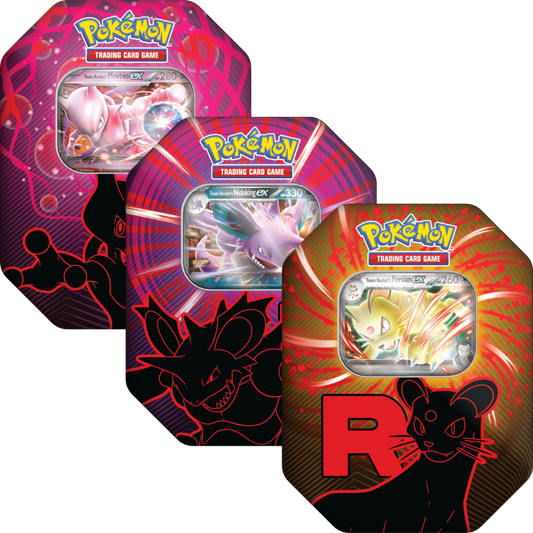 1x Destined Rivals Team Rocket Tin (4x Packs Top Chase: Mew Two) - RIP N SHIP