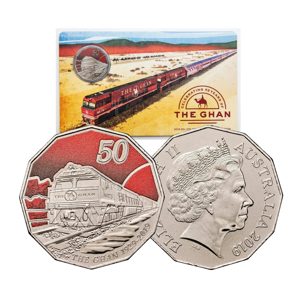 2019 50c The Ghan Train Carded Coin - Mintage: 30,000