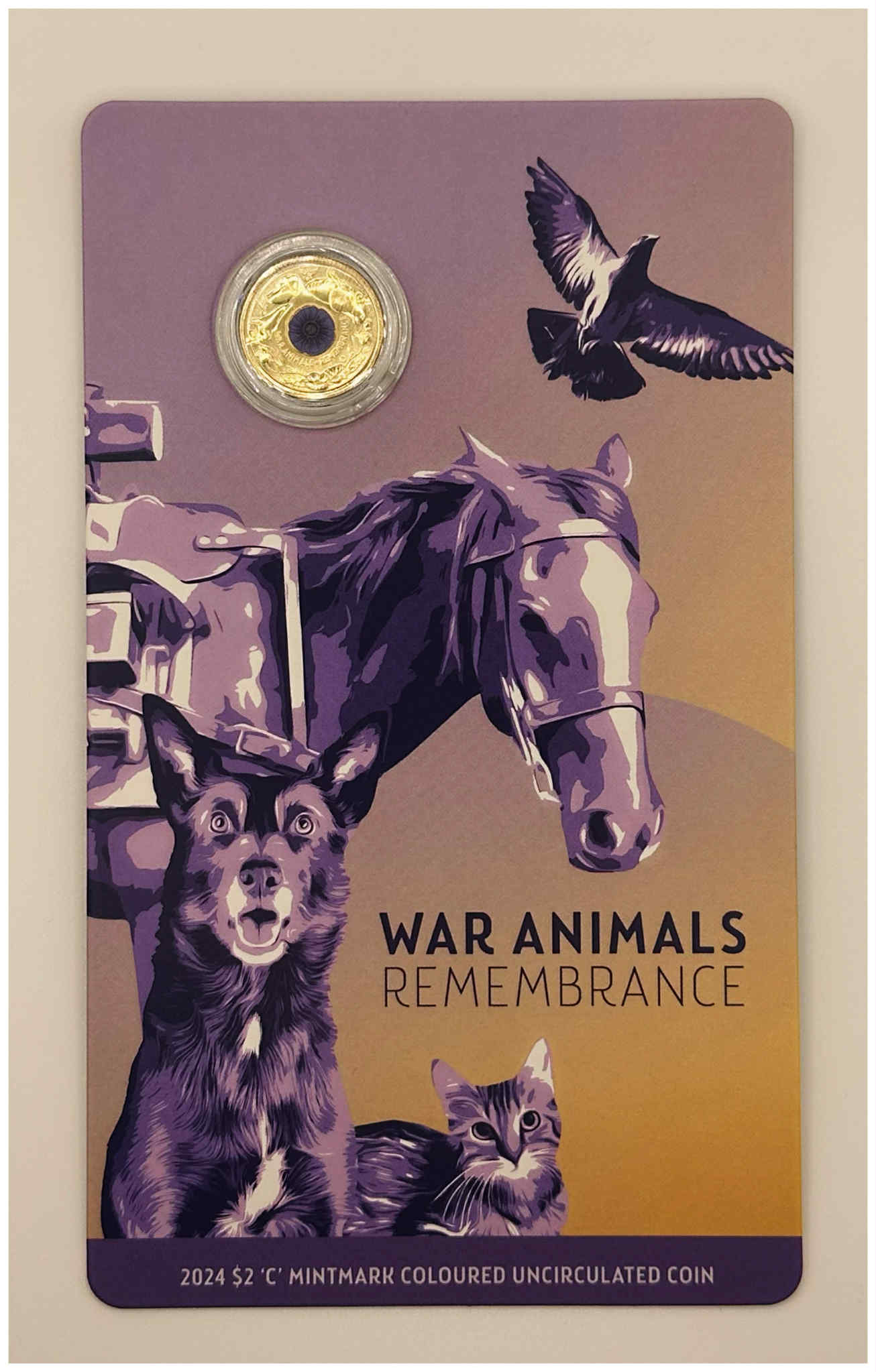 2024 $2 Purple Poppy War Animals ‘C’ Mintmark Coin