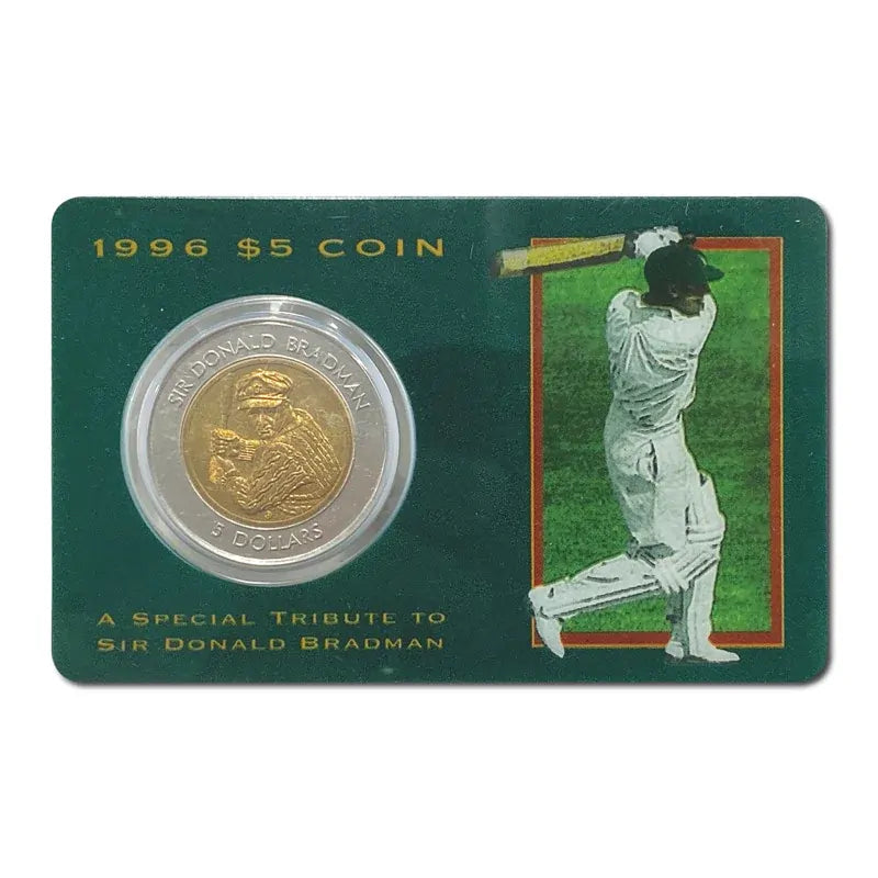 1998 $5 Bi-Metal Sir Donald Bradman Carded Coin - Mintage: 237,728