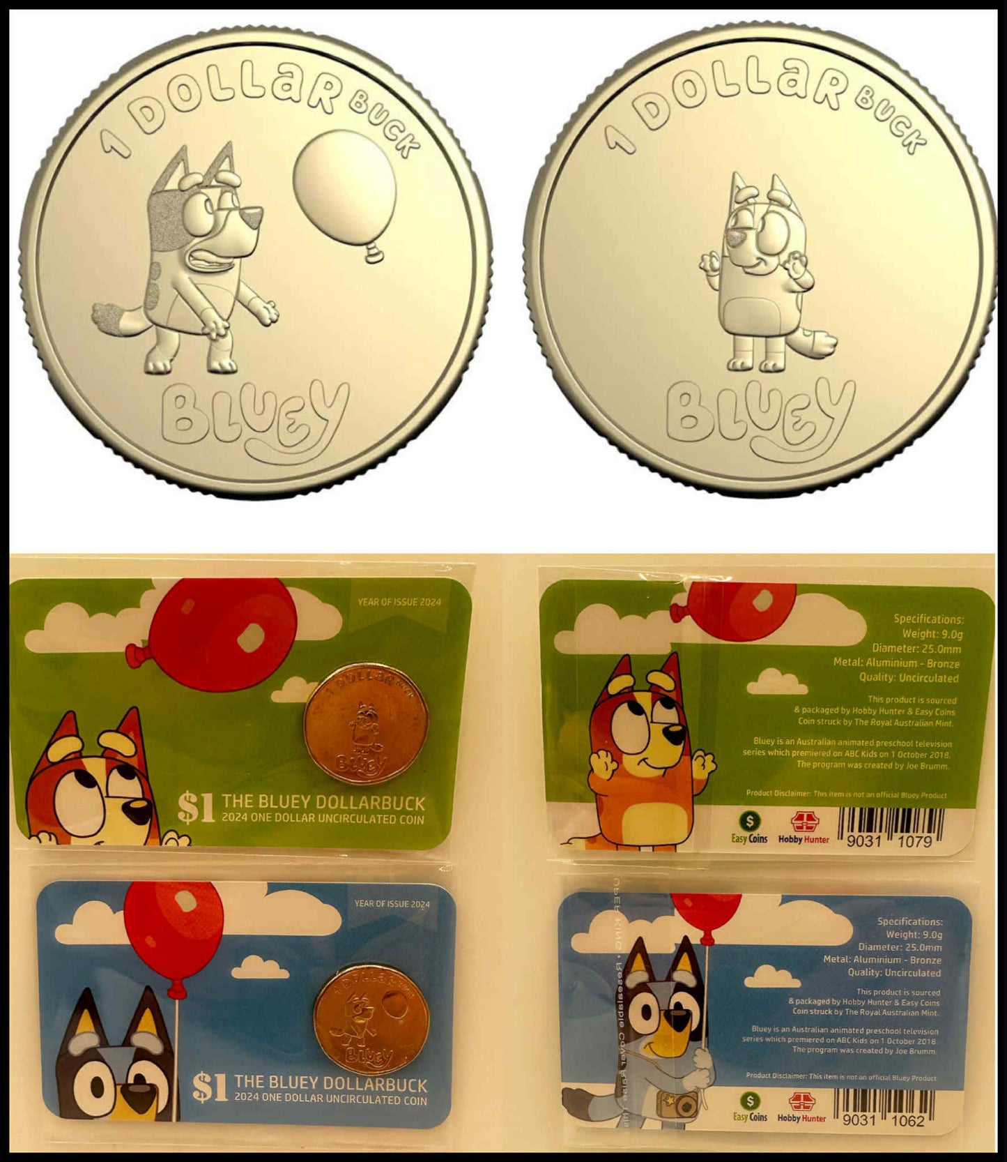 2024 Bluey & Bingo $1 UNC x2 Carded Coin Set