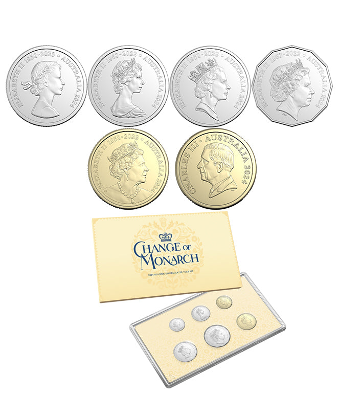 2024 6x UNC Change Of Monarch Coin Set (First $2 King Charles Effigy)