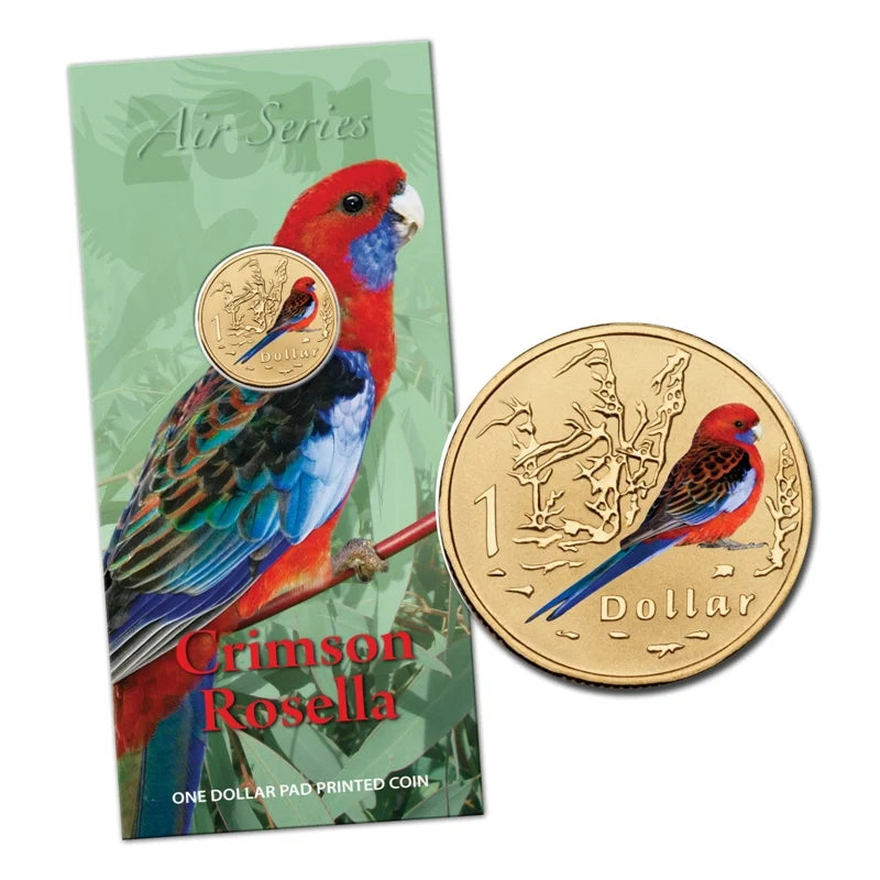 2011 $1 Crimson Rosella Air Series Carded Coin - Mintage: 24,892
