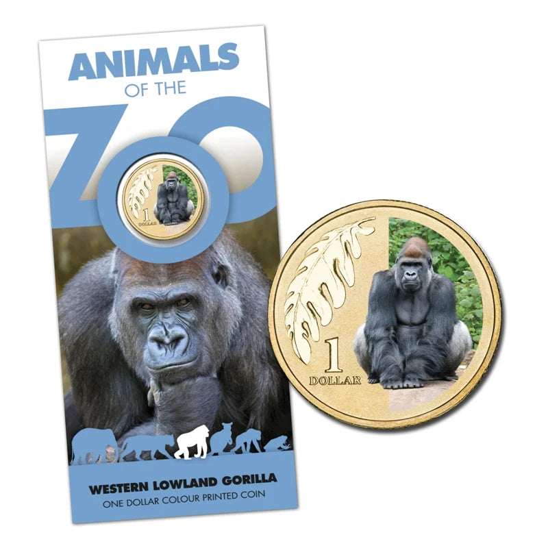 2012 $1 Western Lowland Gorilla Animals Of The Zoo Carded Coin - Mintage: 15,000