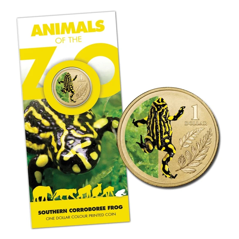 2012 $1 Southern Corroboree Frog Animals Of The Zoo Carded Coin - Mintage: 15,000
