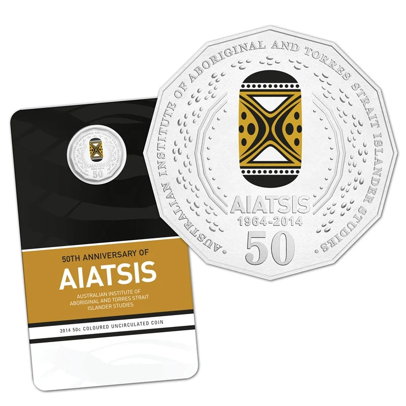 2014 50c Coloured 50th Anniversary Of Aiatsis Carded Coin - Mintage: 30,000