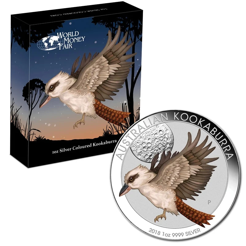 2018 1oz Silver Coloured Kookaburra Coin Berlin Money Fair - Mintage: 1,500