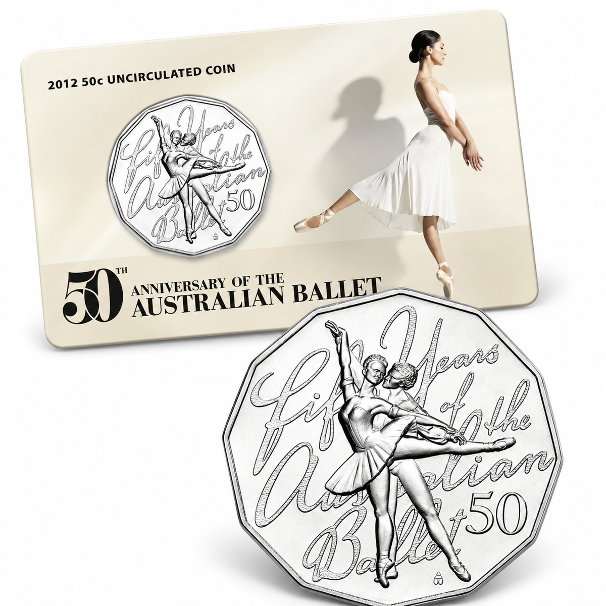 2012 50c 50th Anniversary Of The Australian Ballet Coin - Carded Mintage: 20,117