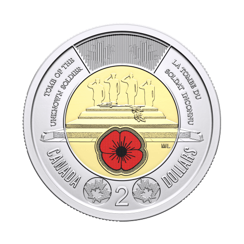 1x UNC 2025 $2 Colorised Canadian Red Poppy - INTERNATIONAL Mintage: 2M