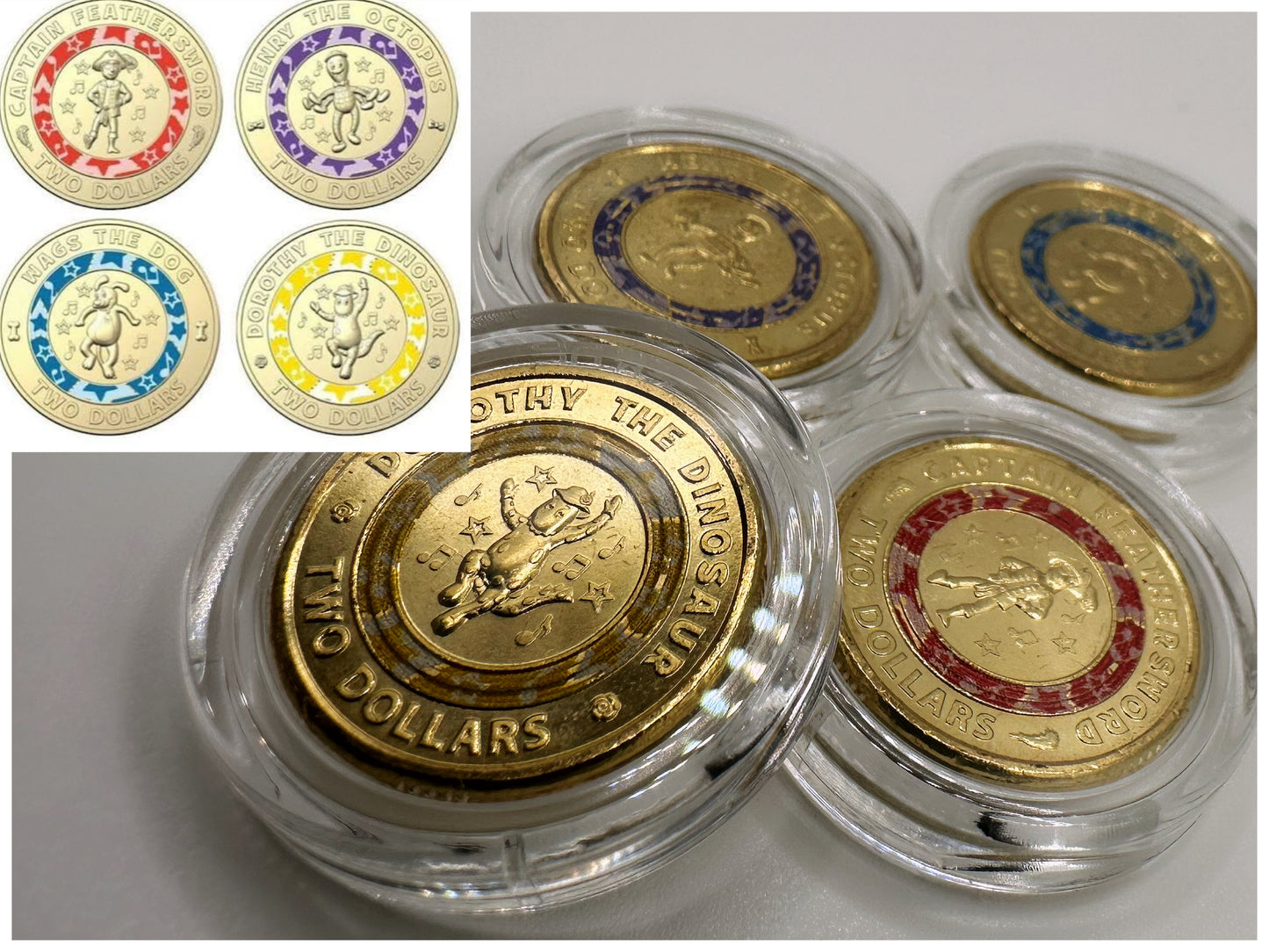 4x UNC Wiggles $2 Coins - In Lighthouse Capsules (Full Set)