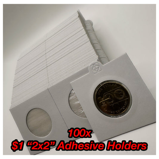 100x $1 "2x2" Adhesive Coin Holders (27.5mm)