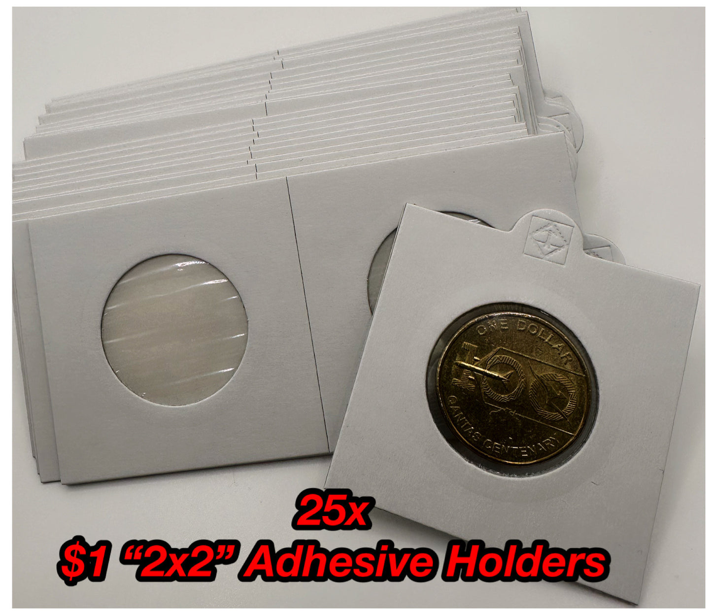 25x $1 "2x2" Adhesive Coin Holders (27.5mm)