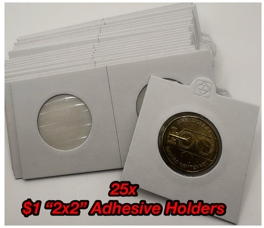 25x $1 "2x2" Adhesive Coin Holders (27.5mm)
