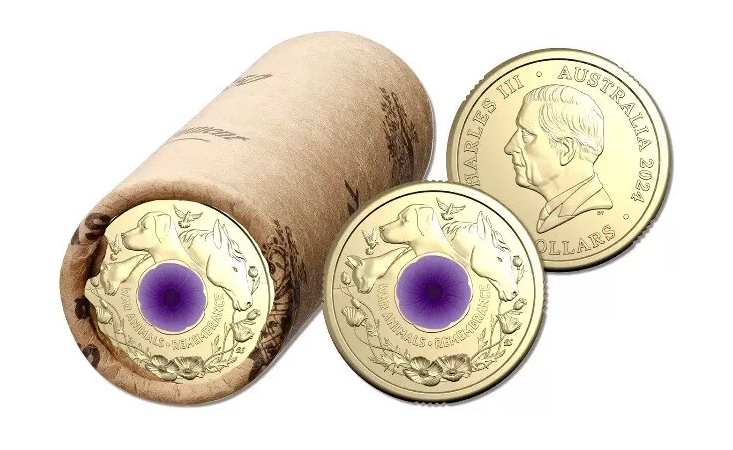 2024 Purple Poppy War Animals $2 RAM Roll - Includes Protective Tube & Sticker