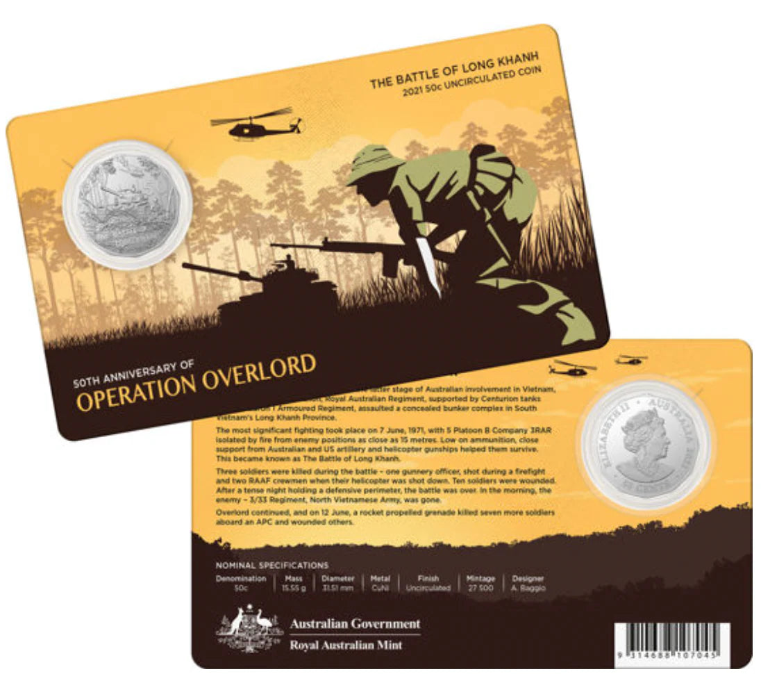 2021 50c Operation Overlord Carded Coin - Mintage 27,500