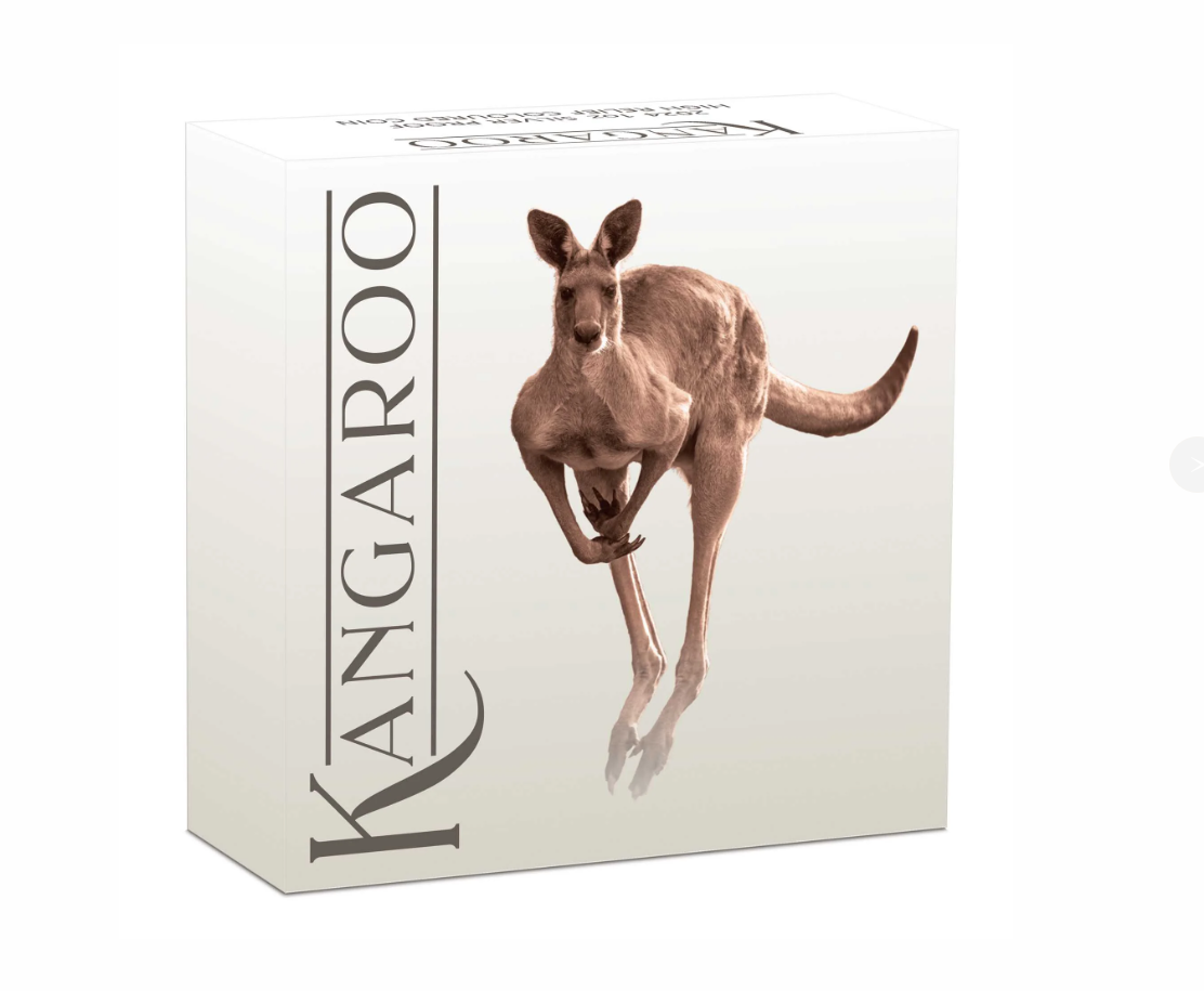 2024 1oz Silver Proof Australian Kangaroo Coloured Coin Mintage: 5000