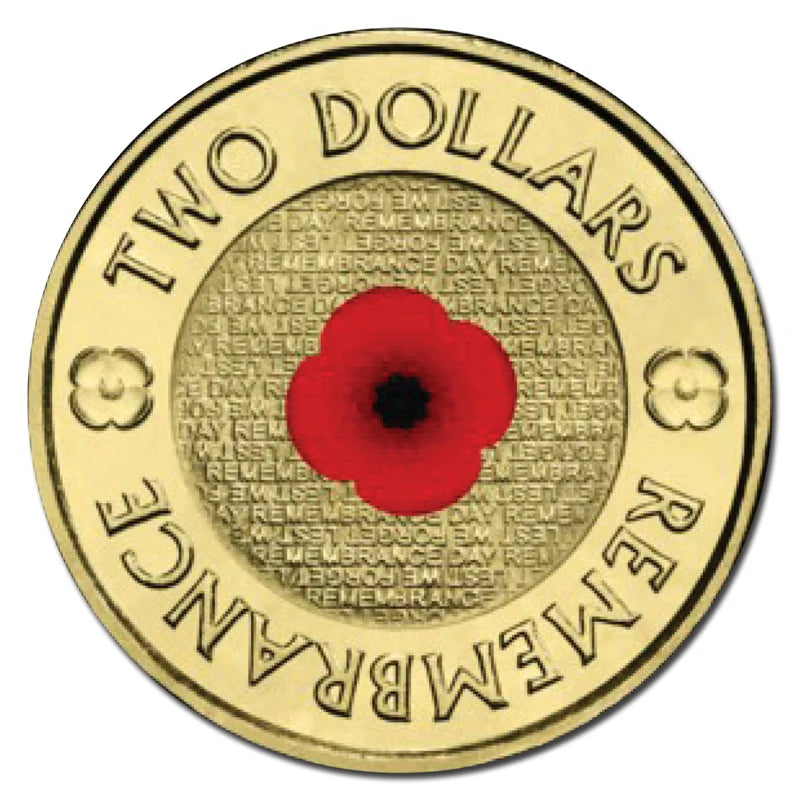 1x UNC 2012 Red Poppy $2 Coin - In Lighthouse Capsule