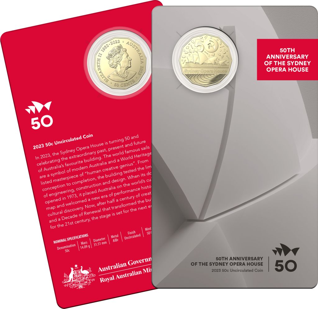 2023 50c UNC 50th Anniversary Of The Sydney Opera House Carded Coin - Mintage: 50,000