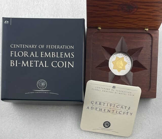 2001 Gold & Silver Floral Emblems Bi-Metal Coin - Mintage: 7,350
