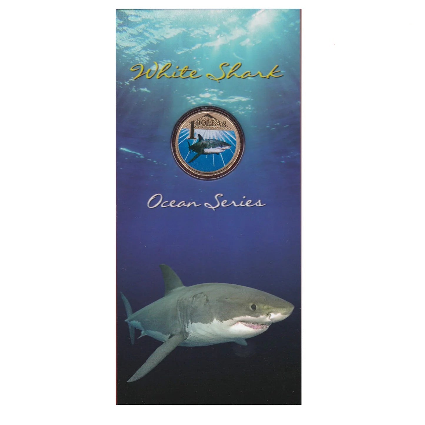 2007 $1 Great White Shark Ocean Series Carded Coin - Mintage: 30,416