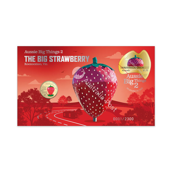 2025 $1 Red Strawberry - Aussie Big Things 2 Coloured Coin PNC Mintage: 2300