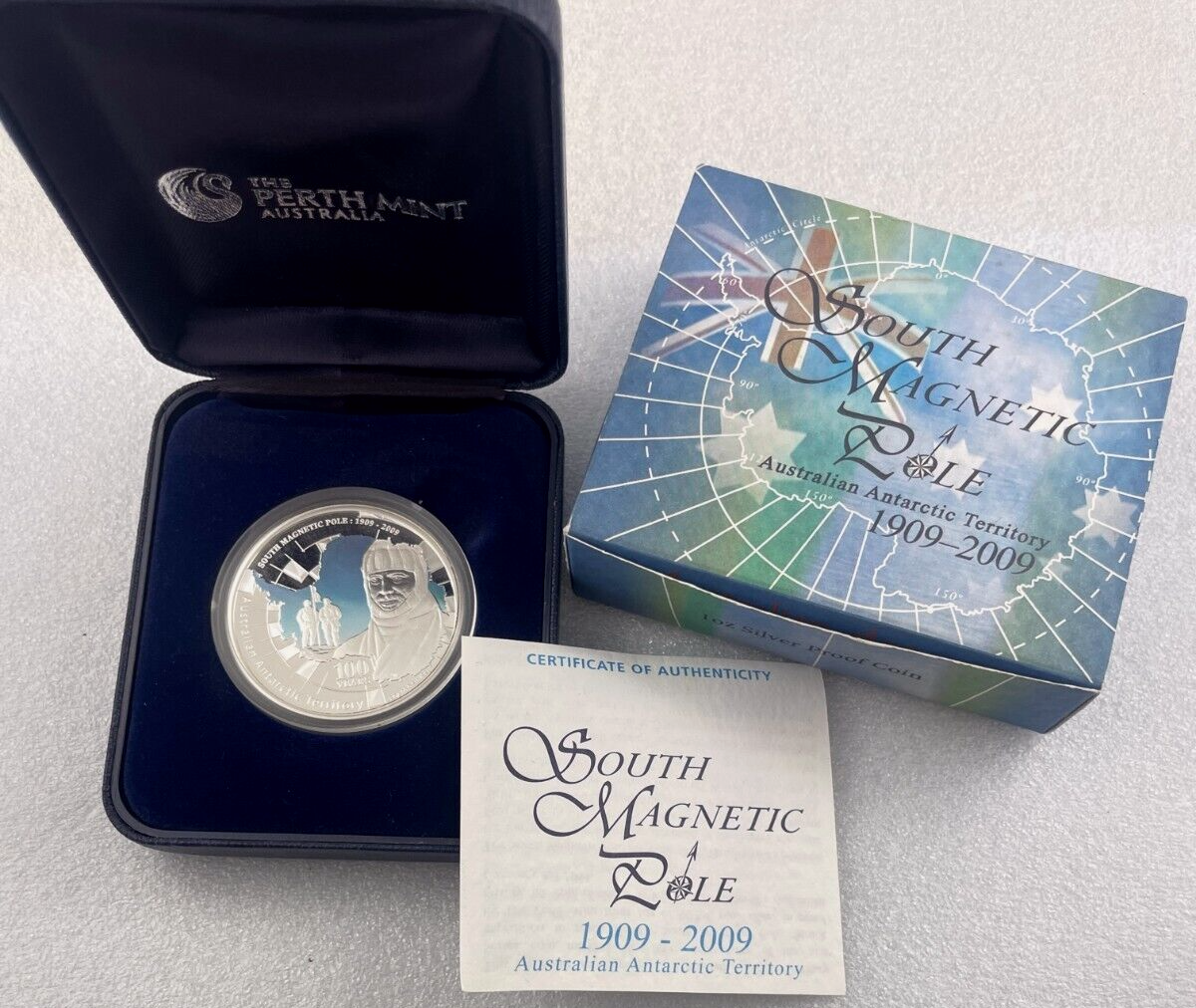 2009 1oz South Magnetic Pole Antarctic Territory - Mintage: 7,500