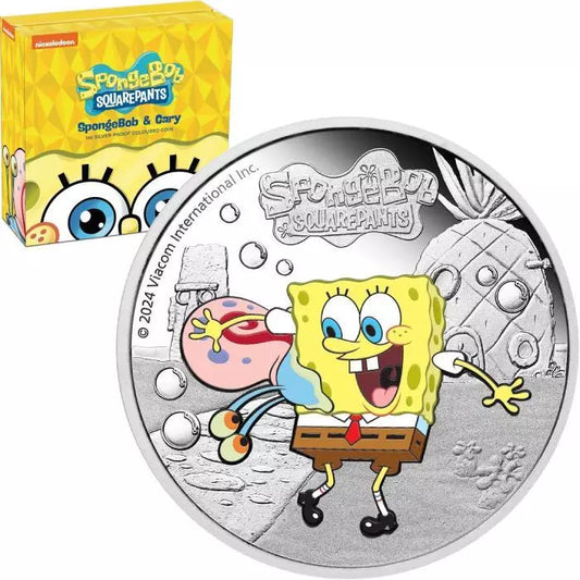 2024 Spongebob & Gary 1oz Silver Proof Coloured Coin