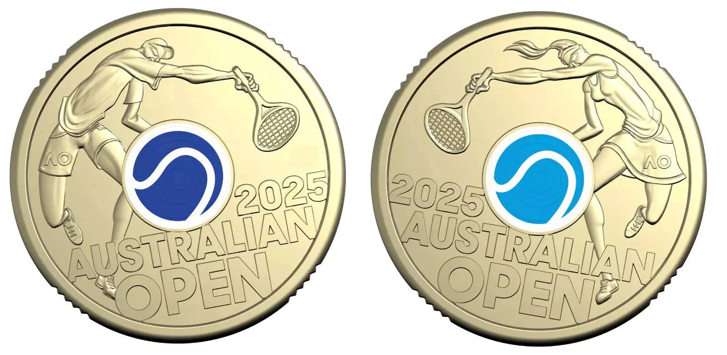2x UNC Women's & Men's Australia Open Tennis $2 Coins - In Lighthouse Capsules (Full Set)