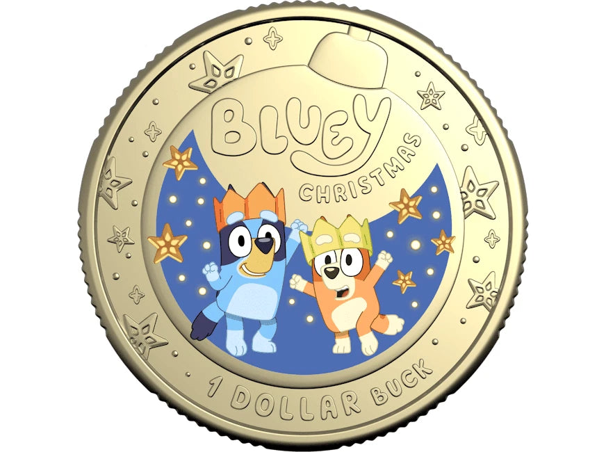 2025 Bluey $1 UNC Coloured Christmas Coin