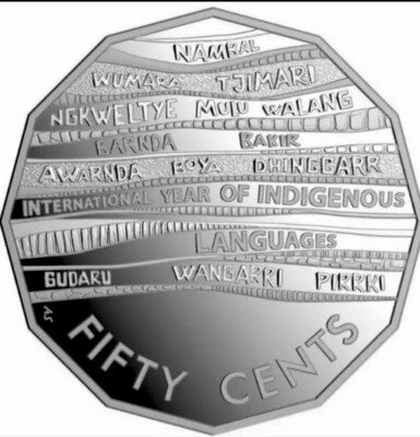 2019 50c Frosted Indigenous Languages Carded Coin - Mintage: 20,000