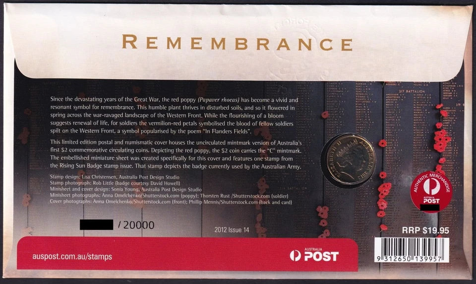 2012 $2 Red Poppy "C" Mintmark - PNC (Mintage: 20000)