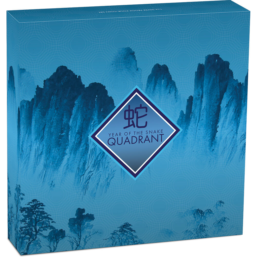 2025 4oz Year Of The Snake Quadrant Silver Proof Coloured Coin Mintage: 1500