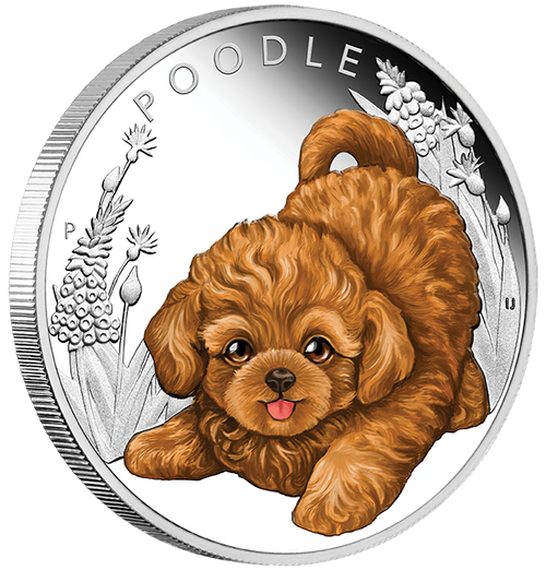 2018 1/2oz Poodle Puppies Silver Coin - Mintage: 5,000