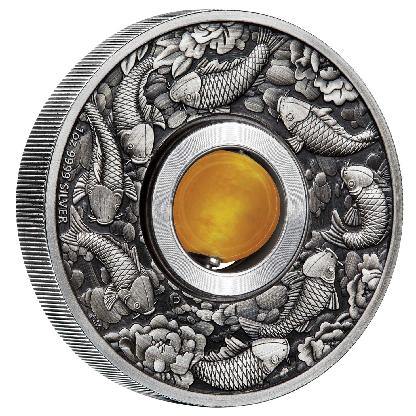 2018 1oz Rotating Antiqued Koi - Mintage: 3,000