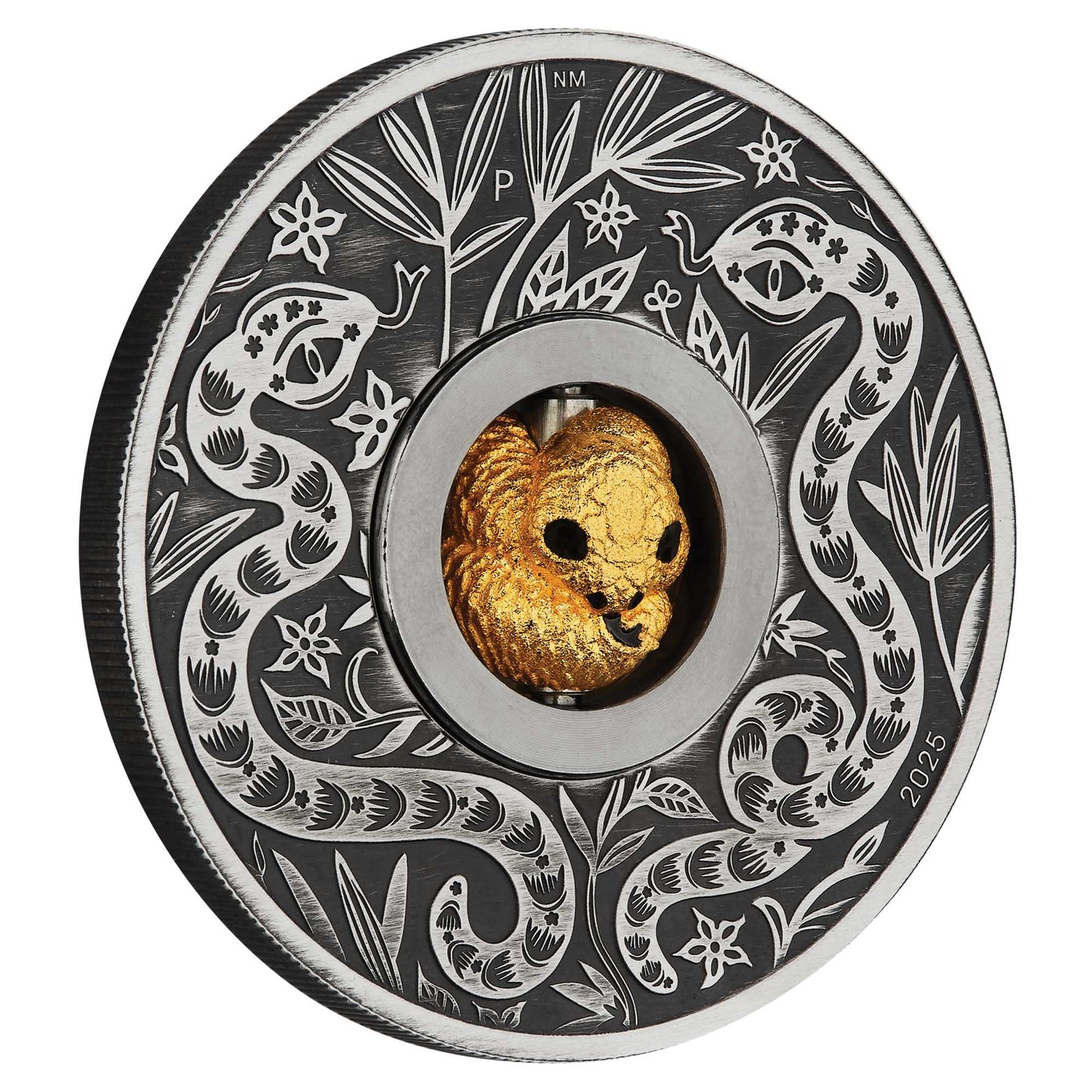2025 Rotating Snake 1oz Silver Antiqued Coin - Mintage: 3,000