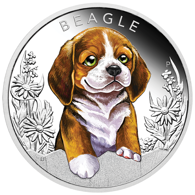2018 1/2oz Beagle Puppies Silver Coin - Mintage: 5,000