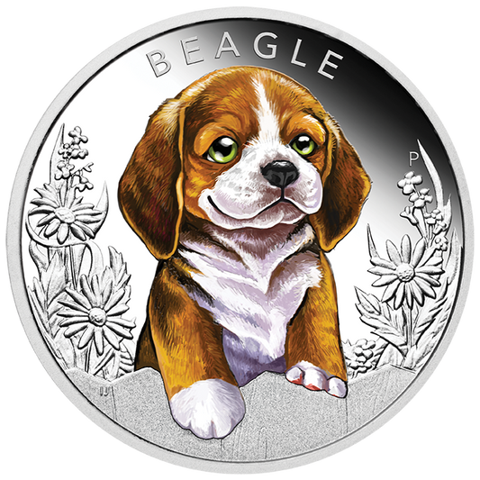 2018 1/2oz Beagle Puppies Silver Coin - Mintage: 5,000